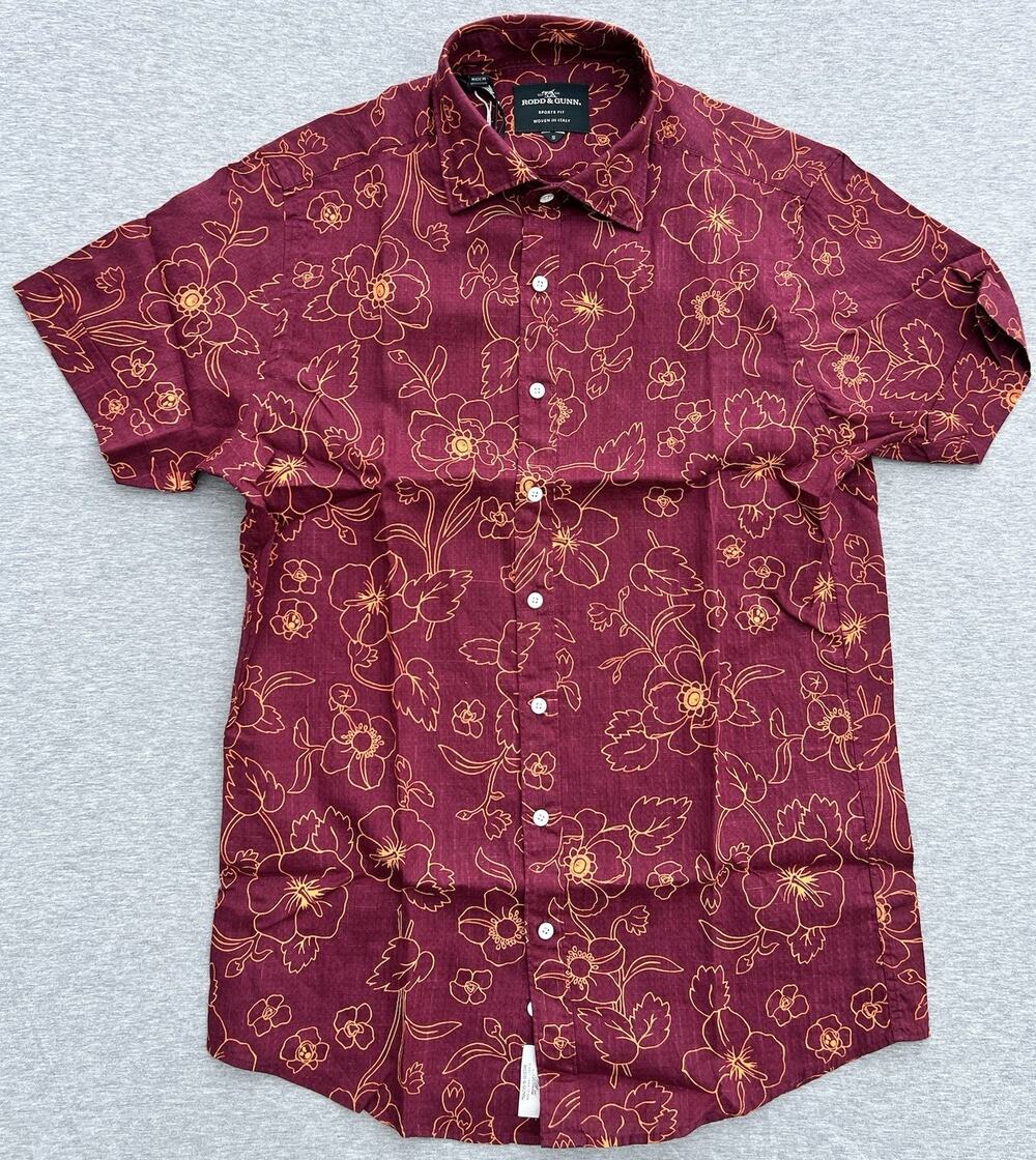 RODD & GUNN Redstone Creek Short Sleeve Sports Fit Shirt Sangria Men Size Small
